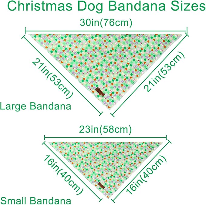 St. Patrick's Dog Bandana, Shamrock Triangle Bid Scarf for Small Medium Dogs, Cute Spring Cotton Pet Kerchief for Girl Boy Puppys, Puppy Green Dog Bandana