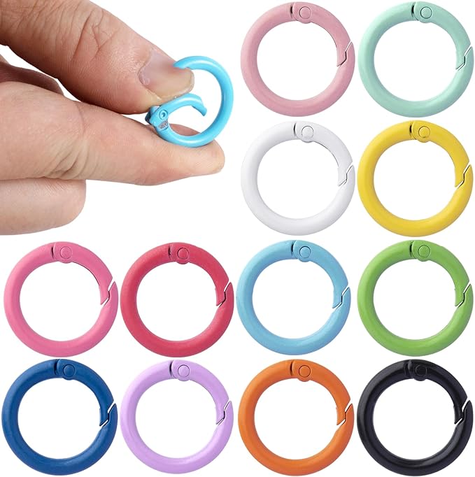Spring O Rings,Round Spring Snap Keyring, Metal Carabiner Clips for Keychain Handbag Purse Dog
