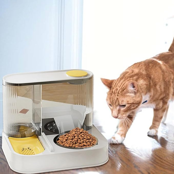 Elevated Pet Feeders with Removable Stainless Steel Bowl and Automatic Water Dispenser Dogs Leak Proof Cats Feeding Dish