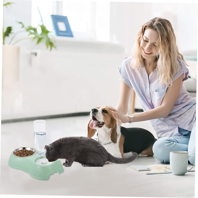 1 Set Automatic Pet Feeder and Water Dispenser Dual Feeding Bowl for Cats Dogs and Rabbits Detachable Design for Easy Cleaning Convenient Feeding Tool for Home and Pet Stores
