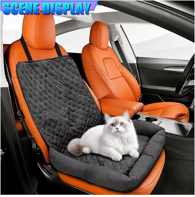 Dog Car Seat, Waterproof Pet Auto Safety Front Seat Cushion, Soft Multifunctional Puppy Car Seats Cover, Universal Washable Vehicle Travel Accessories for Small to Medium Dogs (Gray)