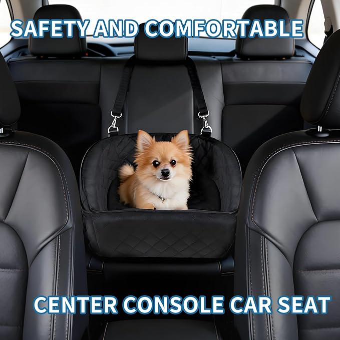 Dog Booster Car Seat, Comfy Dog Bed for Car with Safety Belt and Storage Pockets, Detachable Washable Pet Car Seat for Small Medium Sized Puppies Cats Under 30-35 LB