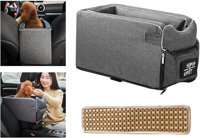 Pet Car Booster Seat Portable Breathable Travel Carrier Stable Puppy Dog Car Seat Summer Cooling Mat (Grey)