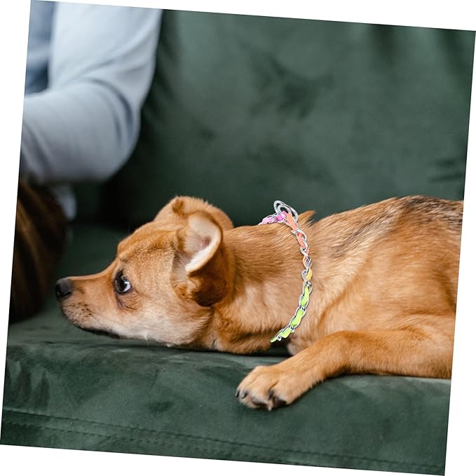 SUPVOX Rainbow Colored Dog Pulling Rope Collar Lightweight Durable Nylon Training Chain for Dogs Comfortable Fit Easy to Install for Outdoor Activities
