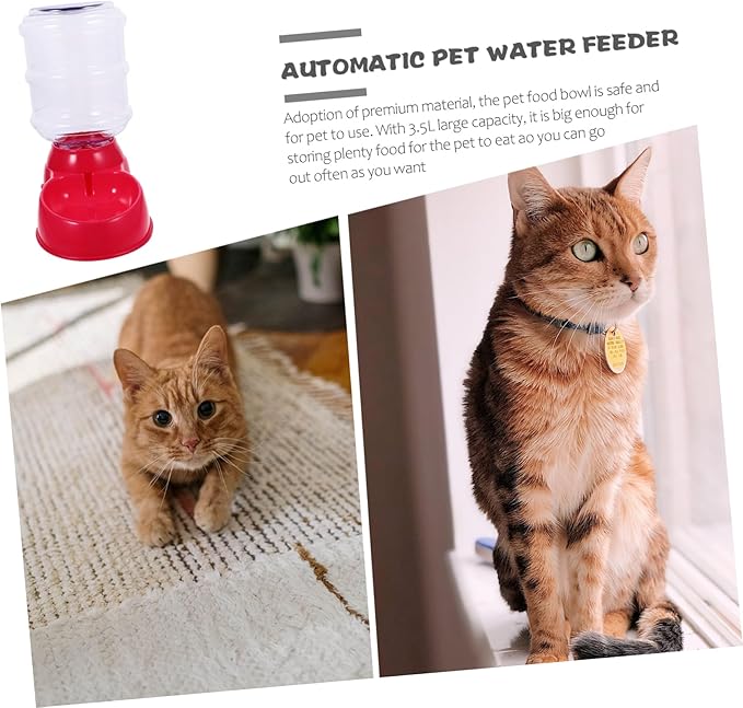 Happyyami Pet Food Dispenser Automatic Dog Water Bowl No Leak Safe Material Slip Base Easy to Clean