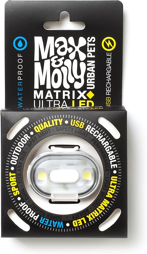 Max & Molly USB Rechargeable LED Safety Pet Light for Dog Collars & Harnesses - Waterproof, No-Dangle Secure Design, One Size Fits All - Ideal for Walking, Running, Biking & Outdoor Adventures