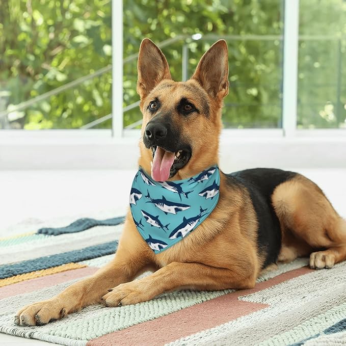 Ocean Shark Dog Bandana Scarf Triangle Bibs Pet Accessories Cat Kerchief