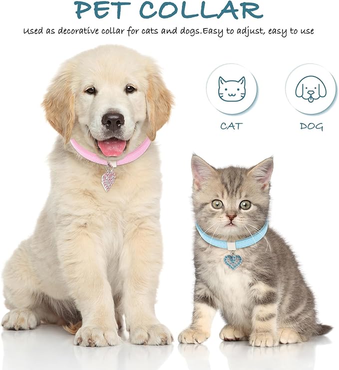jojofuny 2pcs Adjustable Dog Collar with Buckle Blue and Pink Medium Size 1.3-35cm Pet Neck Decoration Dog Neck Ornament