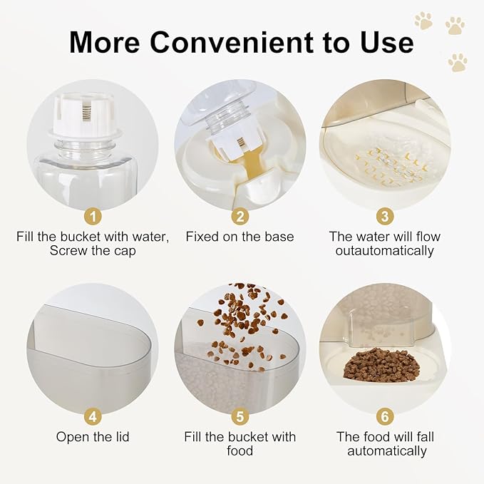 Elevated Pet Feeders with Removable Stainless Steel Bowl and Automatic Water Dispenser Cats and Dogs
