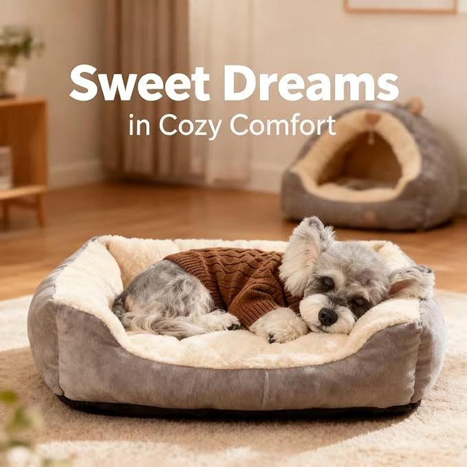 Small/Medium Dog Sweater, Warm Dog Winter Coat w/Sleeves, Comfortable High Neck Premium Dog Clothes for Schnauzer-Best for Holidays, Daily Walks M Brown