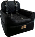 Pet Car Seat for Dogs & Cats - 20.4"×20.4"×19.5" - Supports Up to 35 lbs, Quilted Soft Fabric, Universal Fit for Most Cars/Trucks/SUVs, Secure & Comfortable Travel Cushion (Black)
