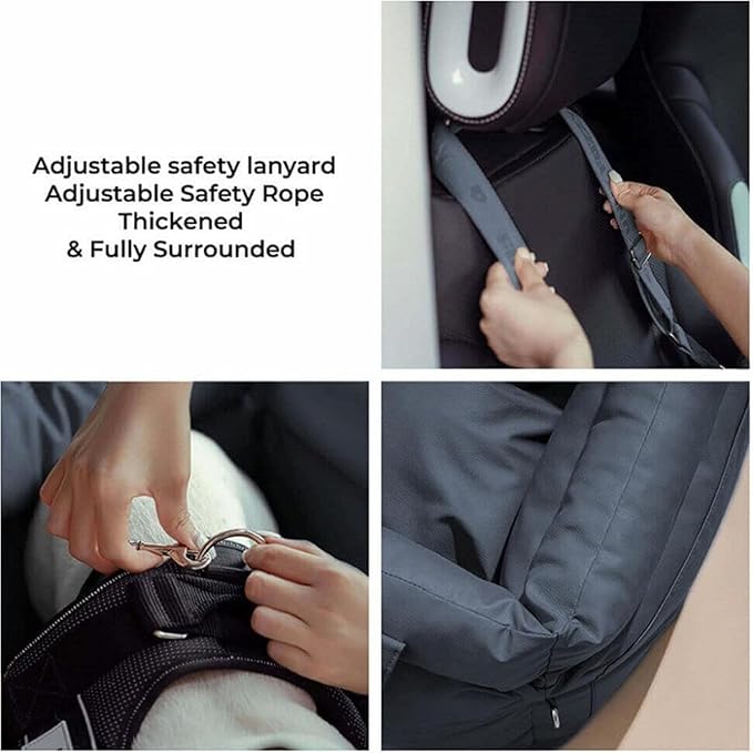 Deluxe Dog Car Seat for Small Dogs, Waterproof PU Leather Pet Booster Seat with Safety Tethers & Storage Pocket, Portable Travel Car Bed for Puppies & Small Pets up to 25lbs (Black)