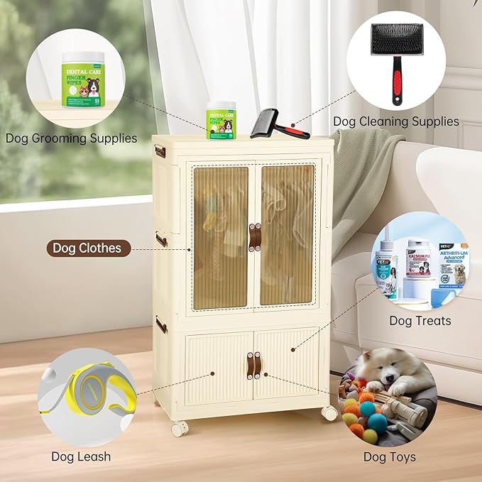 Dog Wardrobe with Wheels, Drawers and Hangers for Dog Clothes and pet Accessories 1