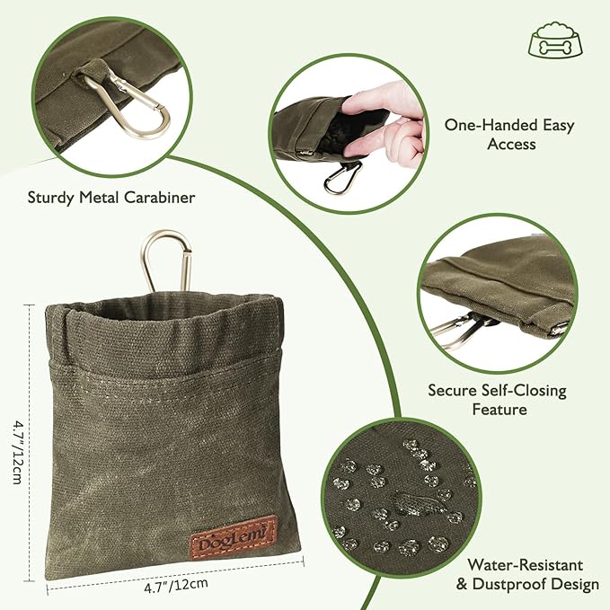 ETIAL Dog Treat Pouch,Portable Puppy Dog Training Treat Bag,Hand Free Dog Walking Bag,Auto Closing Pet Feed Snack Reward Pocket,Dog Food Dispenser for Pet Puppy Travel or Outdoor Use