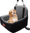 Dog Car Seat for Small/Medium-Sized Under 30 Pounds, Pet Car Seat Travel Bed with 2 Seat Belts and Headrest Seat Belts, Detachable Washable Covers and Side Storage Bags(Black/Grey)