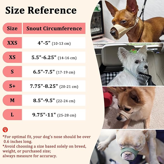 Mayerzon Short Snout Dog Muzzle, Small Muzzle for Chihuahua Shih Tzu American Bully Boxer Puppy, Soft Fabric Mouth Cover for Grooming Vet Visits, Prevent Biting Chewing Fighting