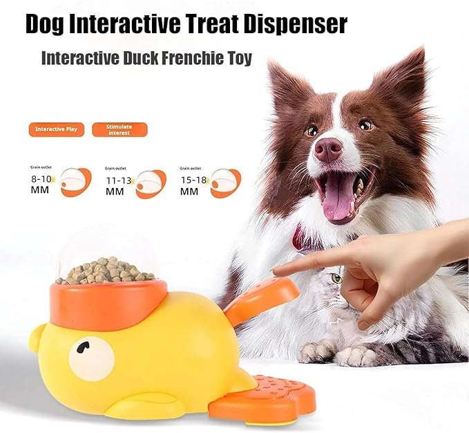 Dog Interactive Treat Dispenser, 2-in-1 Dog Treat Dispenser Toy, Duck Cat Treat Dispenser, Safe Kibble Dispenser Dog Toy, Adjustable Food Outlet for Small to Medium Cats and Dogs (Mixed Packaging)