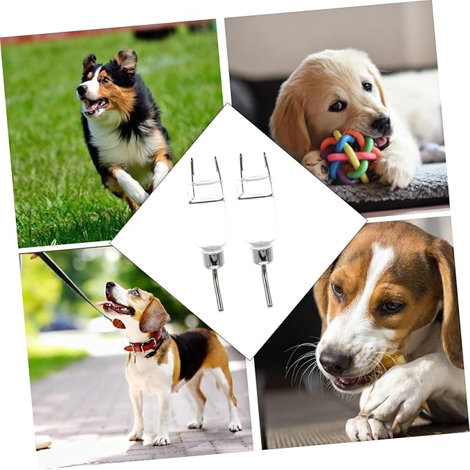 2pcs Hanging Water Dispenser for Dogs Automatic Pet Drinking Tool Leakproof Water Holder Easy to Clean Transparent Design for Convenient Hydration