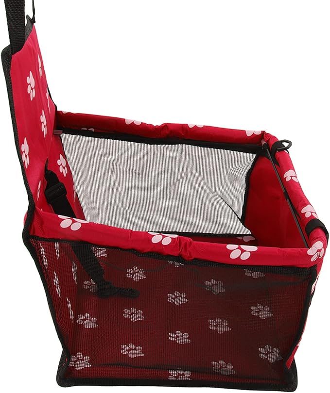 ZJchao Pet Car Seat Breathable Slip Proof Safety Leash Design Dog Car Basket for Puppy Cat (Red)
