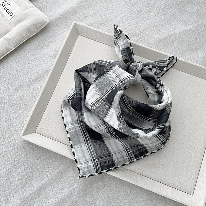 Double Layers Two Tones Dog Cotton Square Bandana Bibs Scarf Kerchief for Small Medium Dogs Boy or Girl - DCB05 B&G