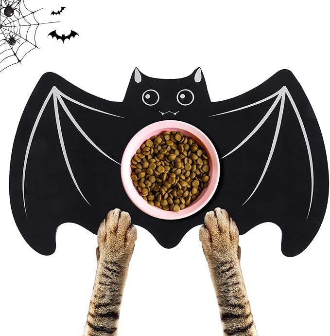 Halloween Pet Mat for Food and Water, Pet Feeding Mat for Dog Cat Bowl Absorbent Anti-Stain Non-Slip Quick Dry Easy Clean Floor Placemat, Pets Accessories Indoor (12 * 20 in)