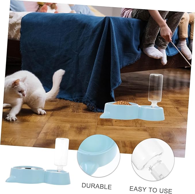 Happyyami 1pc Automatic Dog Water Dispenser Pet Feeding Tool Bowl for Dogs and Cats Capacity Easy to Dual Use Water Food Container Cat Ear Design