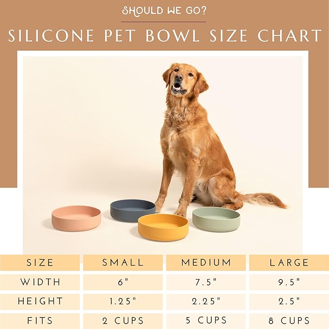 Should We Go? Dog Water Bowl - The Perfect Dish No-Spill, Less Mess Non-Tippable Water & Food Bowl, Pure Silicone with Suction Cup, Fits 2 Cups 6” Across x 1.25” Tall, Ideal for All Pets, Small-Sage
