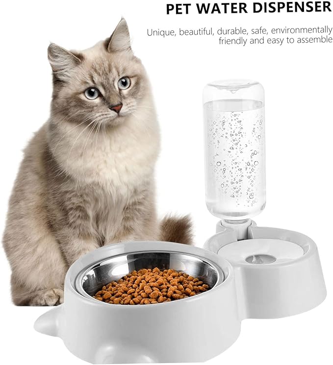 Sosoport Automatic Dog Water Dispenser with Double Bowl Design Leak Pet Feeder for Dogs Transparent Bottle for Easy Water Level Monitoring Easy to
