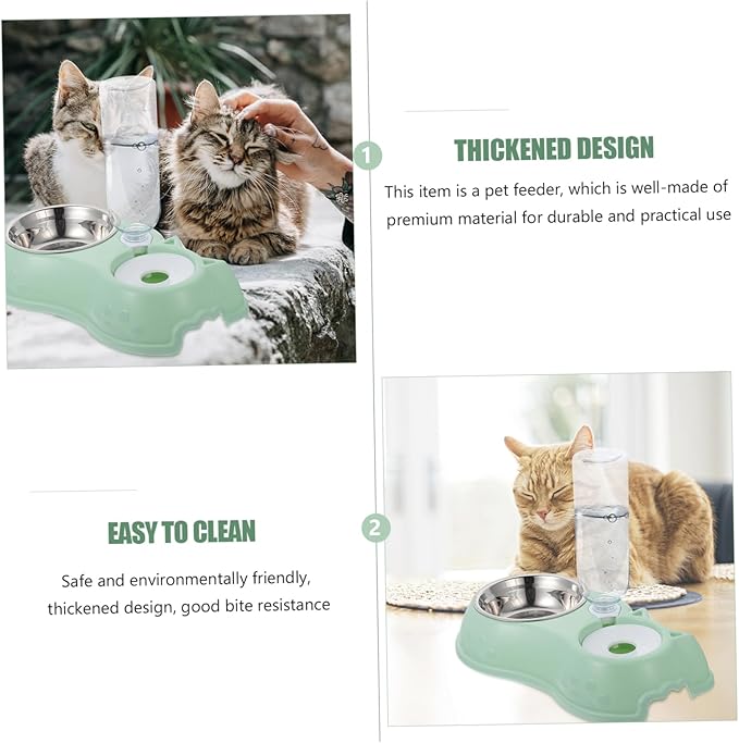 Happyyami 1set Automatic Pet Feeder Dual Food and Water Bowls Convenient Feeding for Busy Pet Owners Base Smooth Design for Cats and Dogs