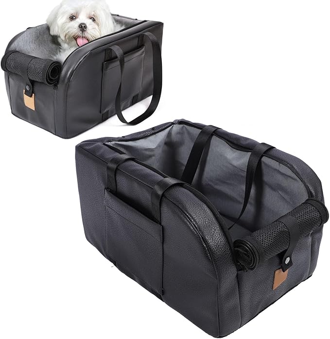 Center Console Dog Car Seat, Adjustable Breathable Multipurpose Portable Pet Car Seat with Soft Cushion Safety Belt, Dogs Armrest Booster Seat for Small Dog