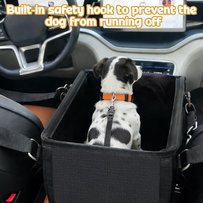 BABORUI Center Console Dog Car Seat, 3-in-1 Portable Pet Carrier, Cat Car Seat with Zipper Fold Storage, Travel Ride Companion for Cats