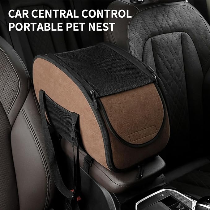 Pet Travel Seat - Dog Console Cradle, Cat Carrier Bag, Small Puppy Travel Seat | Breathable Booster with Buckle Strap for Vehicles, Ideal for Ride Sharing, Driving, Commute, Journeys, Weekend Trips