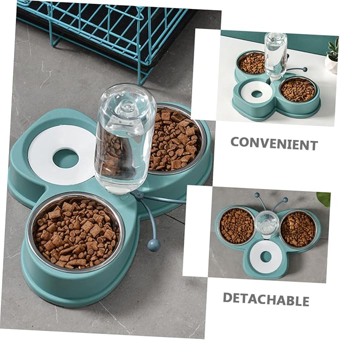 Dual Bowl Pet Waterer Automatic Feeder for Cats Dogs Easy-Slide Puppy Feeder