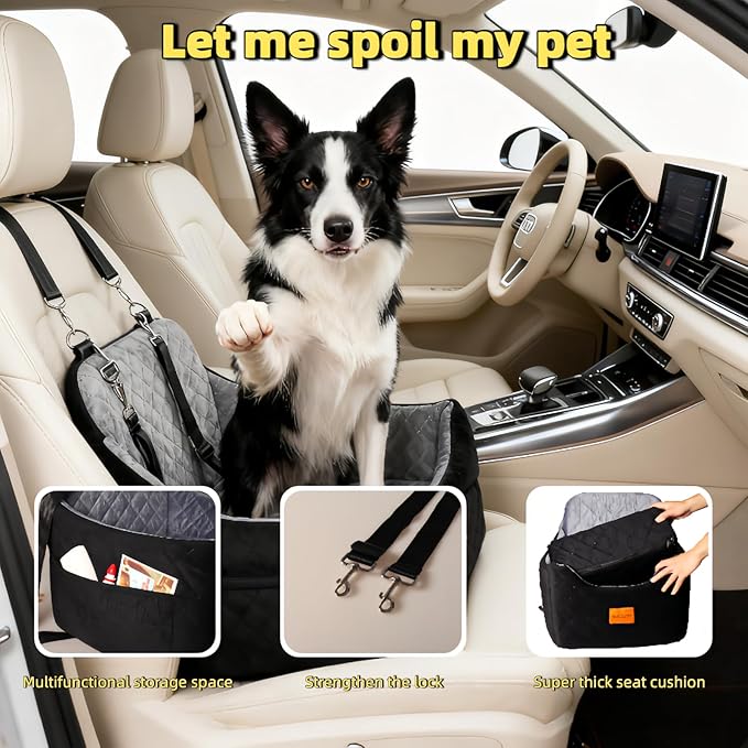 The netsekepet Suitable for Dogs Weighing 35 to 38 pounds Thick-Padded Memory Foam car Seats Suitable for Medium-Sized Dogs, Detachable and Washable, Storage Bags, 2 seat Belts