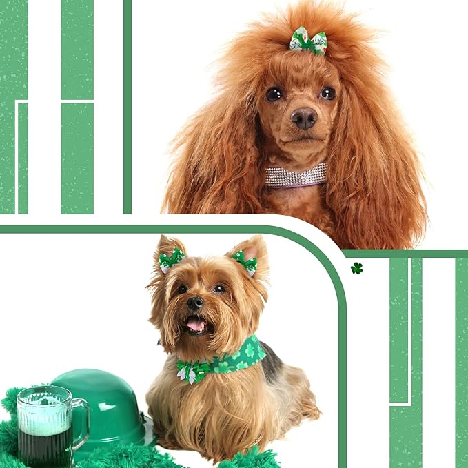 Weewooday 70 Pcs Dogs Hair Holiday Dog Bows Bowtie with Rubber Band Pet Hair Accessories Puppy Bowknot Topknot Pet Grooming Bow for Holiday Christmas Small Puppy Decor(Chic Style)