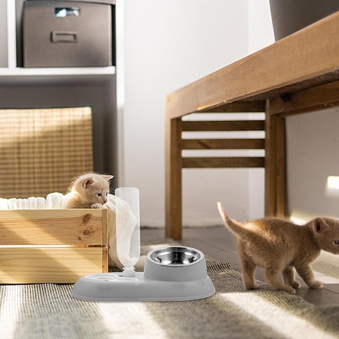 SUPVOX Automatic Cat Water Dispenser and Food Feeder Pet Water Bowl for Dogs and Cats Minimalist Design Suitable for Home and