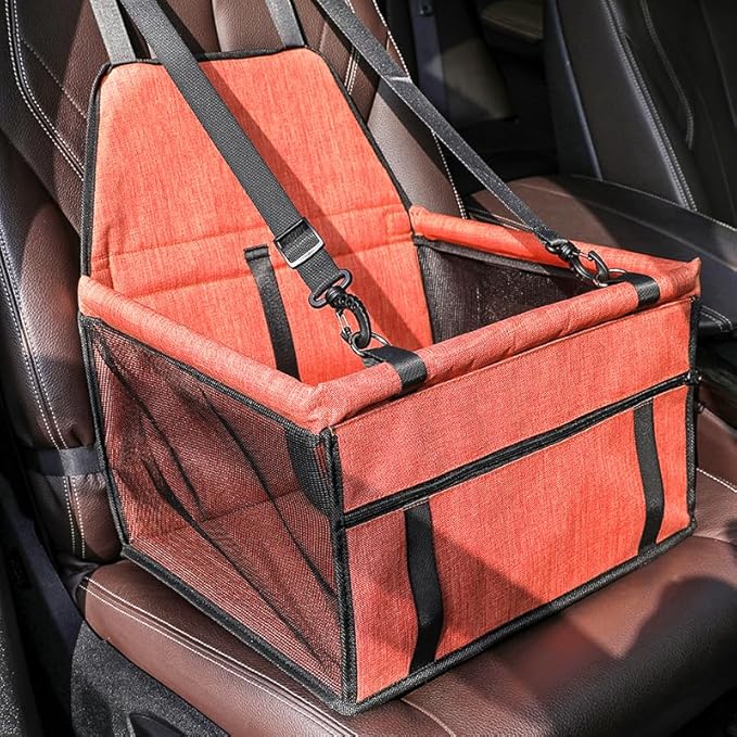 Pet car Seats Small Dogs,Dog Car Seats for Small Medium Dogs & Cats,Portable Puppy/Pet Car Booster Seat with Clip-On Leash and Mesh Window for Pet Up to 12 lbs (Pink, Small)