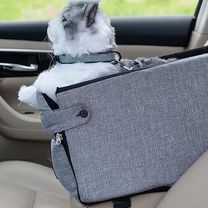 Dog Booster Car Seat Center Console Dog Cat Travel Seat for Small Dogs and Cat Up to 10 Lbs, Installed on The Armrest Box,Washable Travel Bags Carrier Bed Cage Safety Seat