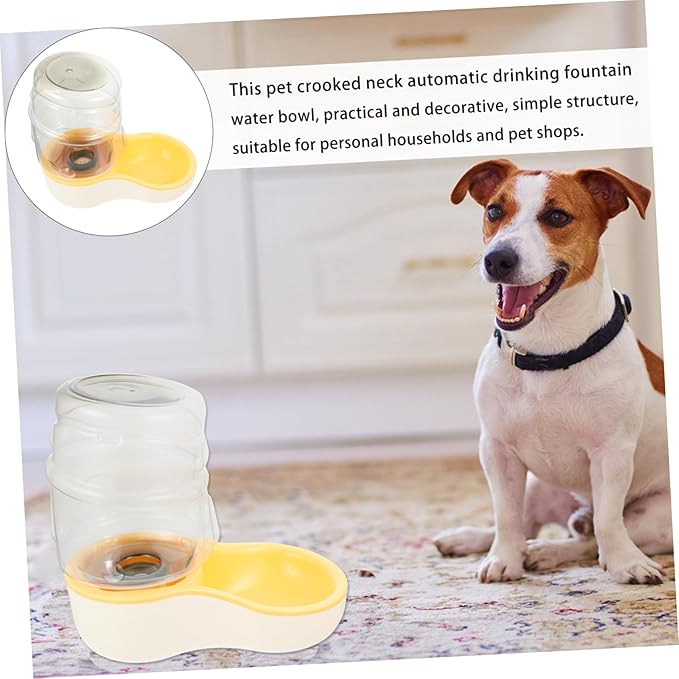 HEMOTON 1pc Automatic Pet Water Feeder Deep Drinking Trough Pet Dog Cat Water Bowl Special Angle Design for Cervical Support Replacement for Old Bowls