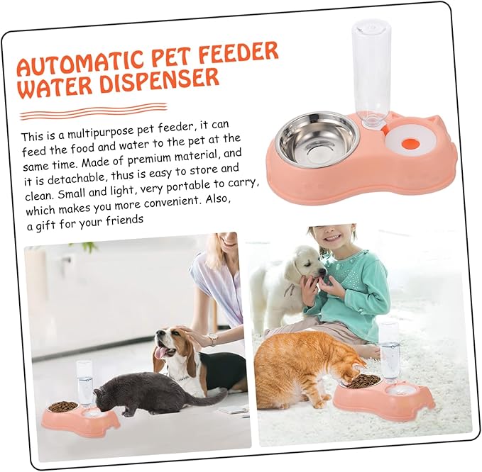 1set Automatic Dual Pet Feeder and Water Dispenser Convenient Two-one Pet Feeding Bowl for Cats and Dogs Easy to Monitor Refillable Water and Food Capacity for Busy Owners