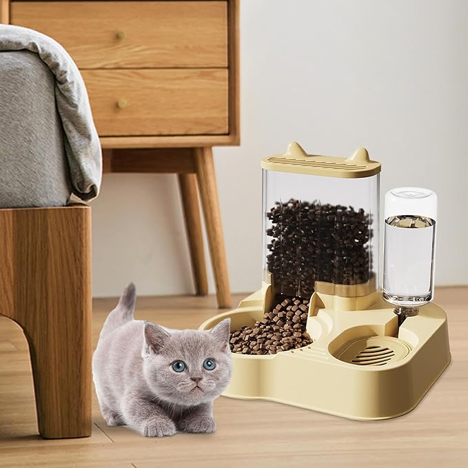 Automatic Cat Feeder - 2 in 1 Cat Automatic Feeder | 2.3L Cat Feeder and Water Dispenser | Anti-Tip Cat Food Dispenser Automatic | Automatic Dog Food Bowl Large Capacity Automatic Pet Feeder