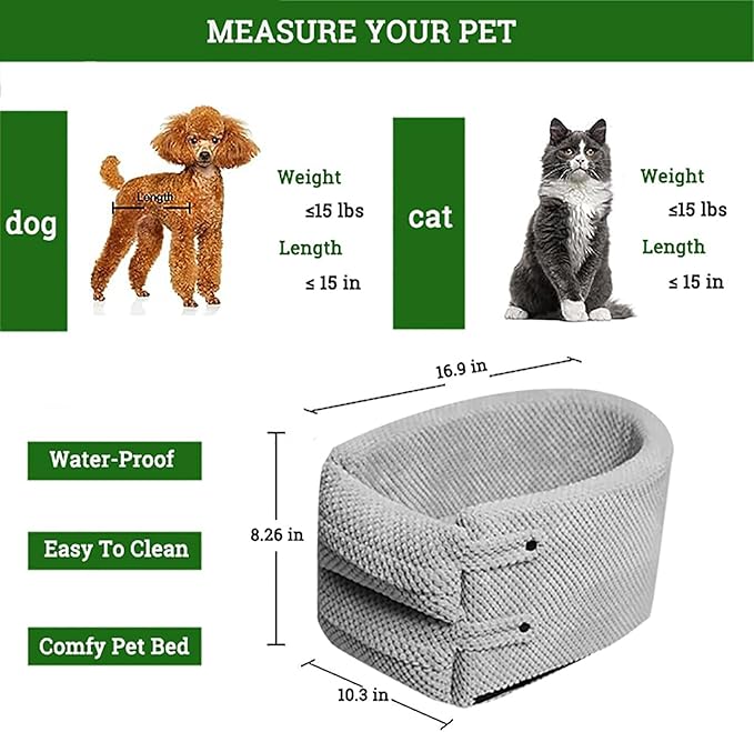 Center Console Dog Car Seat,Puppy Car Seat for Small Dogs 0-15 Lbs,Dog Booster Seat with Safety Tethers,Portable Pet Car Seat for Car Travel,Grey