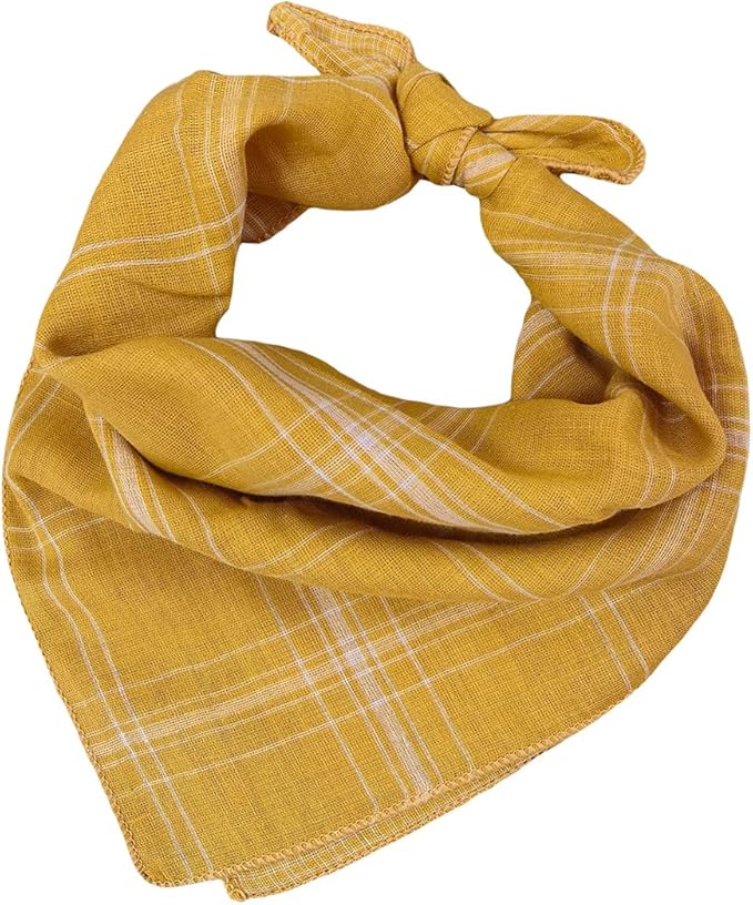 Double Layers Two Tones Dog Cotton Square Bandana Bibs Scarf Kerchief for Small Medium Dogs Boy or Girl - DCB27 Y&W
