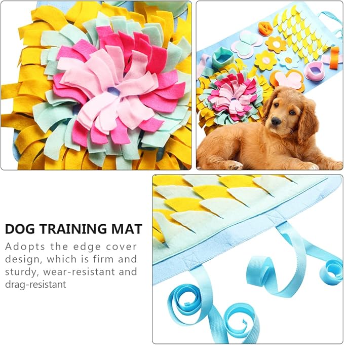 Happyyami 1Pc Dog Snuffle Mat for Nose Work Interactive Training Blanket for Dogs Feeding Cushion Energy Consuming Puzzle Mat Non Slip Design for Relief