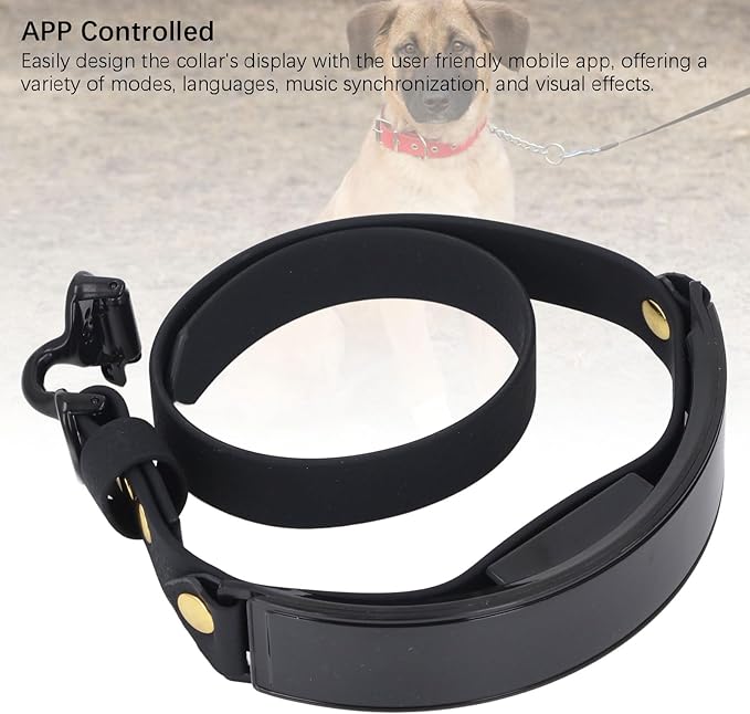 LED Pet Collar, DIY Display Screen Light Up Collar USB Rechargeable Safety Night Collar in The Dark Pet Necklace for Night Walking (Blue Light)