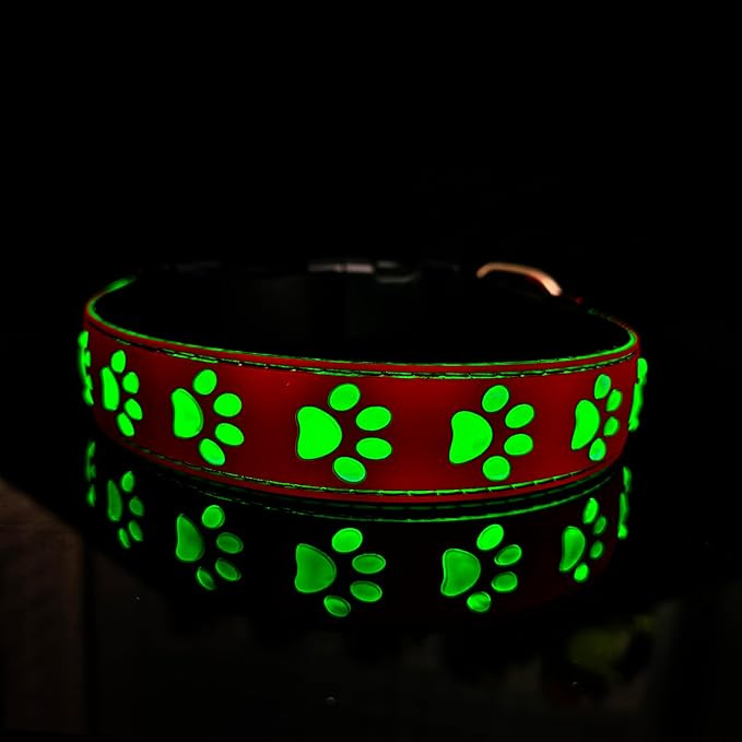 Subversive USB-C led Light up Dog Collar, Subversive 3D Cross Design Comfortable and Soft Material,Multicolored Lighting (PAW-RED, S(11.8-15.7"))