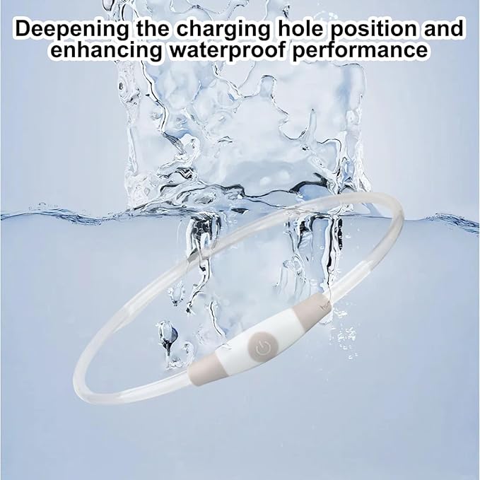 LED Light Up Dog Collar Rechargeable, Waterproof Lighted Dog Collars for Night, 4 RGB Lighting Modes, Cutable Soft Collar for Small Medium Large Dogs (White)