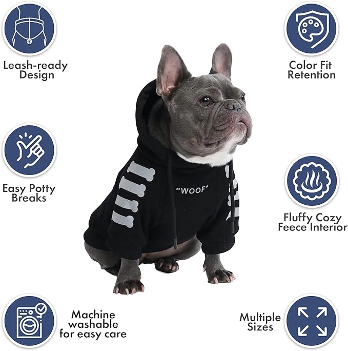 Spark Paws Dog Hoodie – Premium Dog Sweater for Small, Medium, and Large Dogs | Warm Outfits for French Bulldogs, Pitbull, Puppy, Winter Jacket Alternative - Woof - 3XL