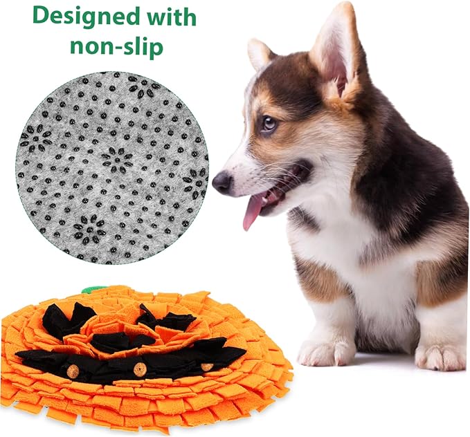 Pumpkin Shape Snuffle Mat for Dogs Licking Mental Stimulation Toy Orange 1pc