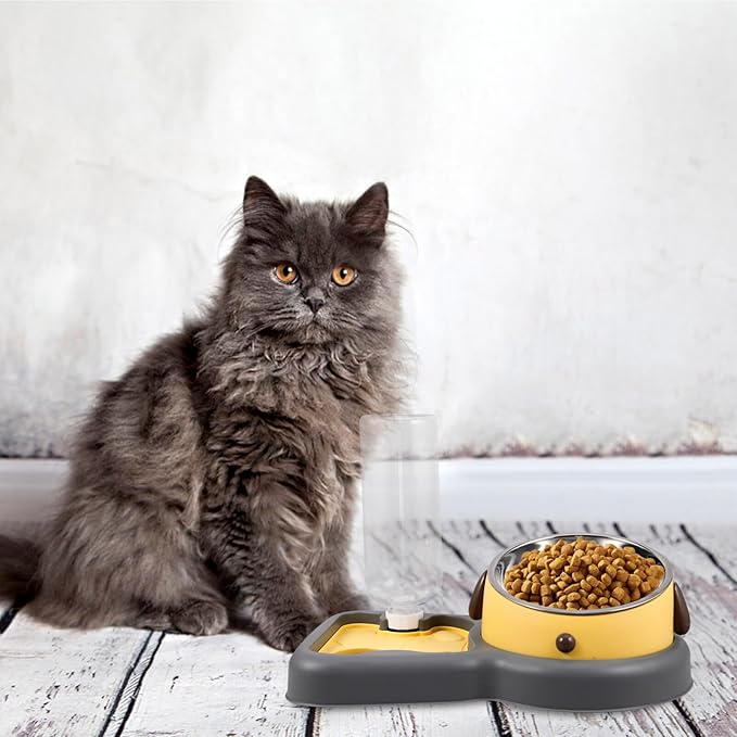 VANZACK Automatic Cat Dog Water Feeder Dual Bowls for Food and Water Tip Design and Pet Shops Capacity